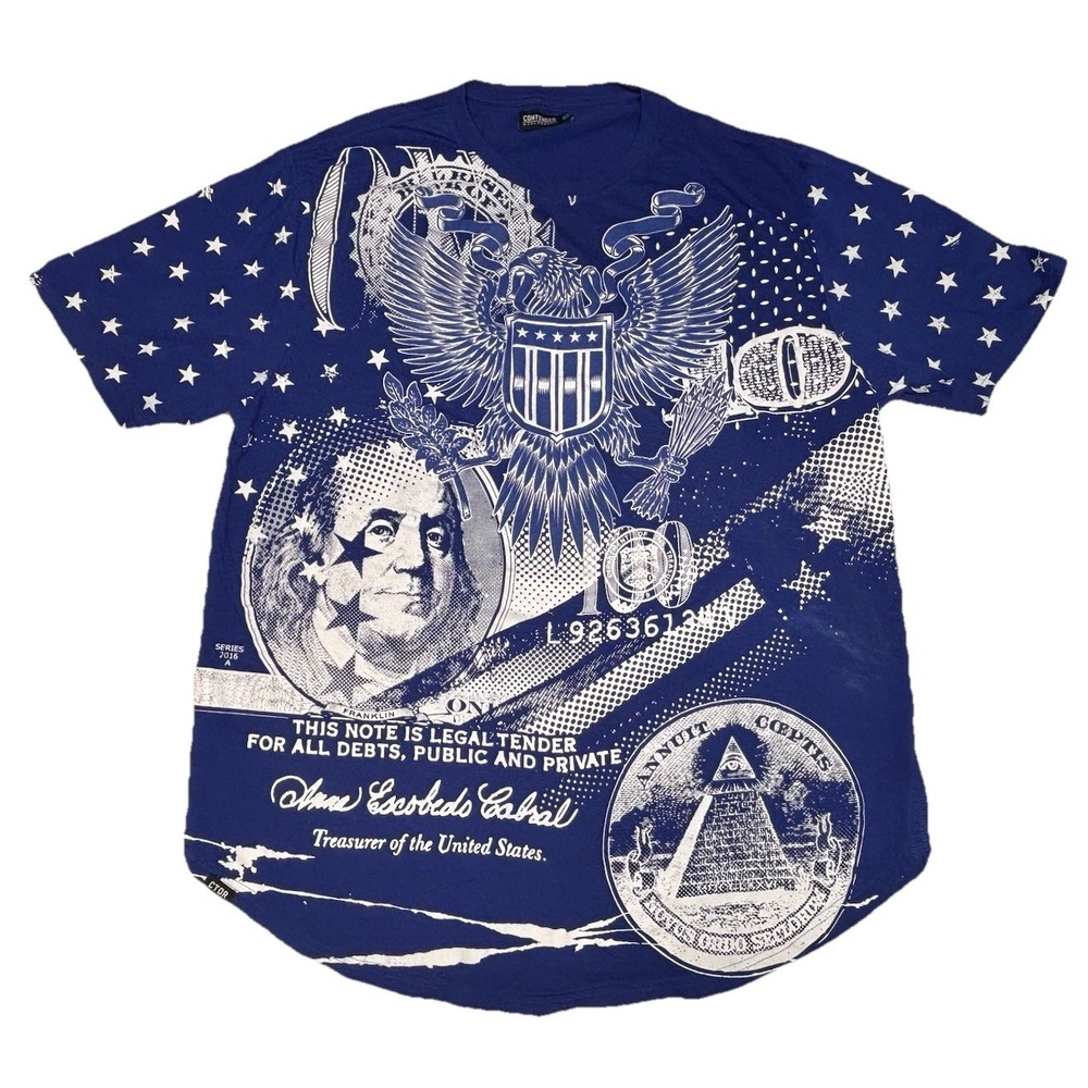 Contender 6XL All Over Print‎ Money Graphic Tee Eagle Benjamin Franklin Stars